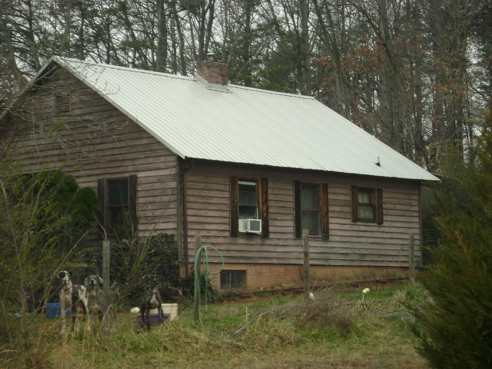 White metal roof on an old wood sided farmhouse, from a Asphalt Shingle Roof Repair job in Hawk Run